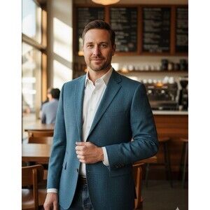 Hugo Boss Jonston2 42R Slim Fit Blazer Textured Tweed Wool Cotton Silk Cashmere